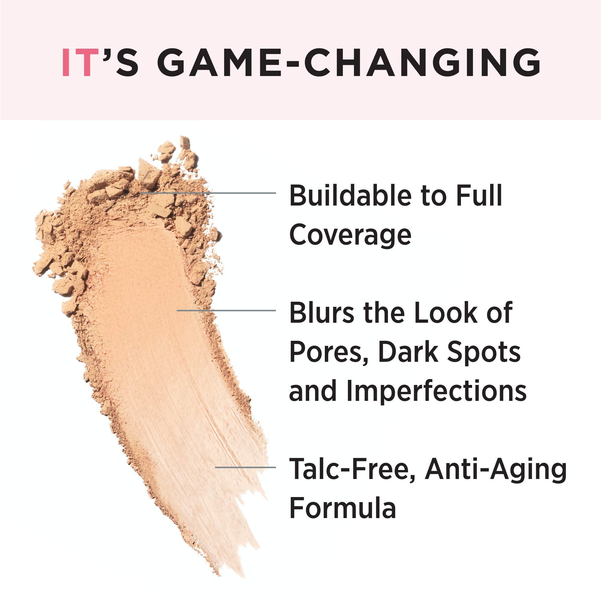 IT Cosmetics CC+ Airbrush Perfecting Powder application au pinceau pour un teint soyeux.