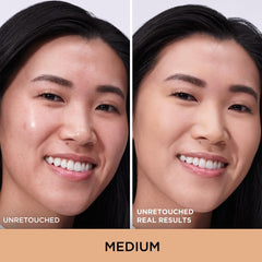 IT Cosmetics CC+ Natural Matte tono medio, aplicado con bomba para piel con brillo controlado.