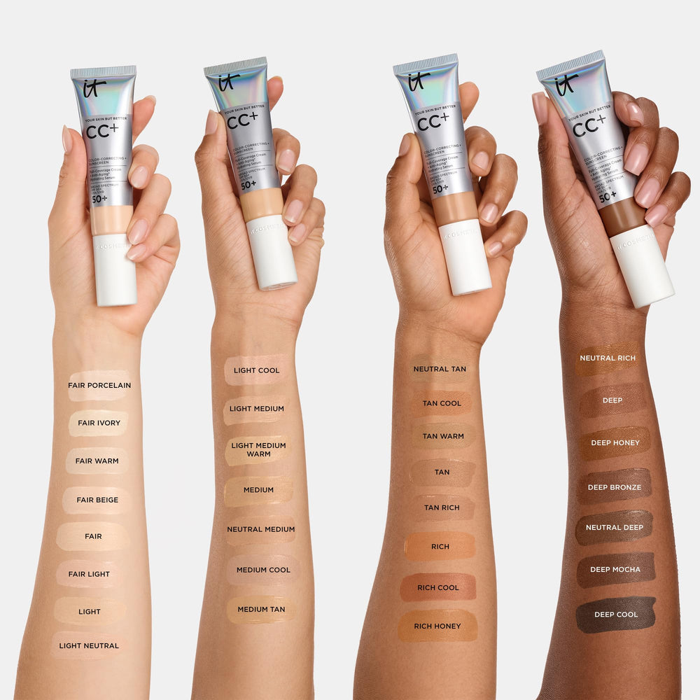 IT Cosmetics CC+ Cream Travel – pigments correcteurs intégrés uniformisant le teint.