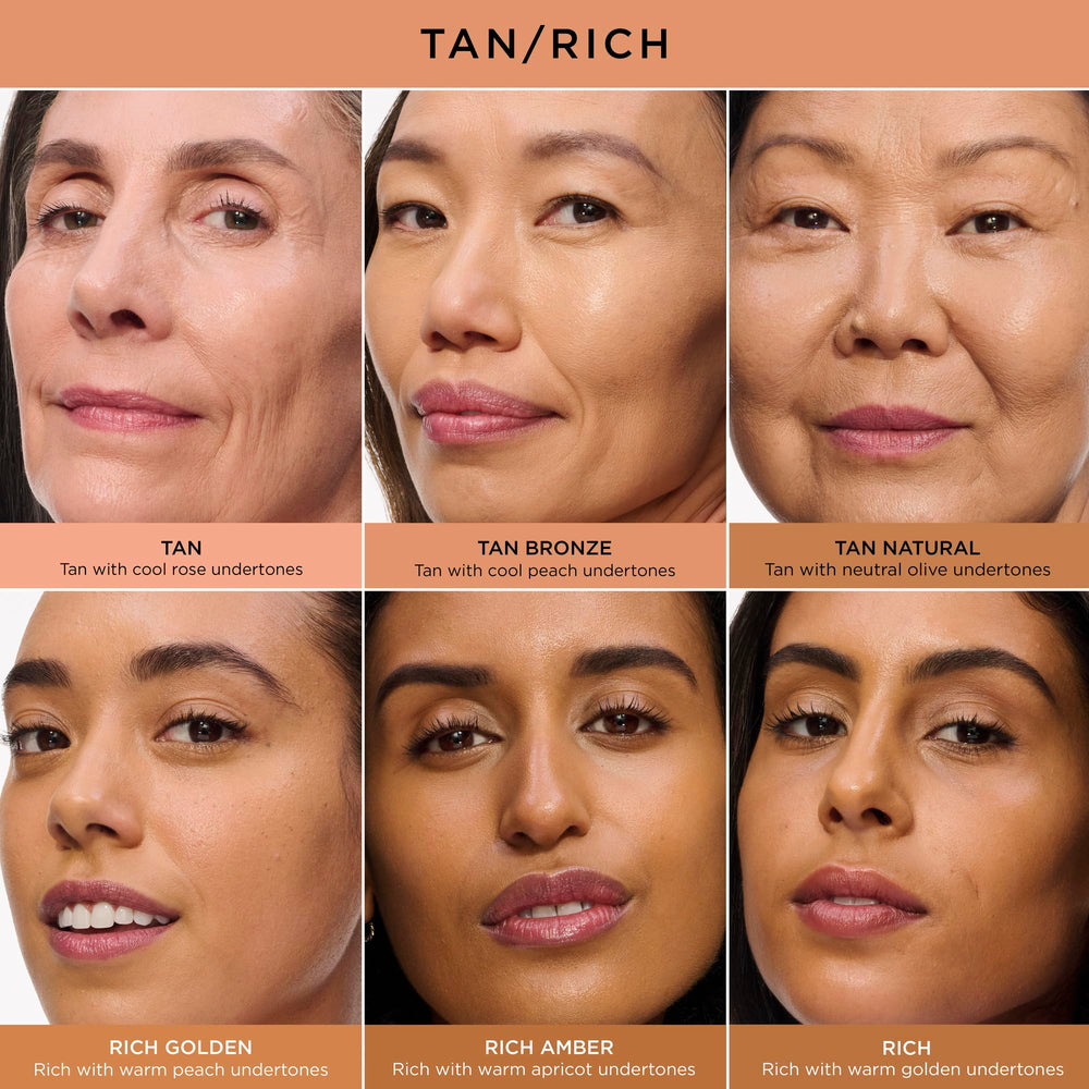 Cubrimiento total de IT Cosmetics Bye Bye Under Eye Tan Natural con acabado natural.