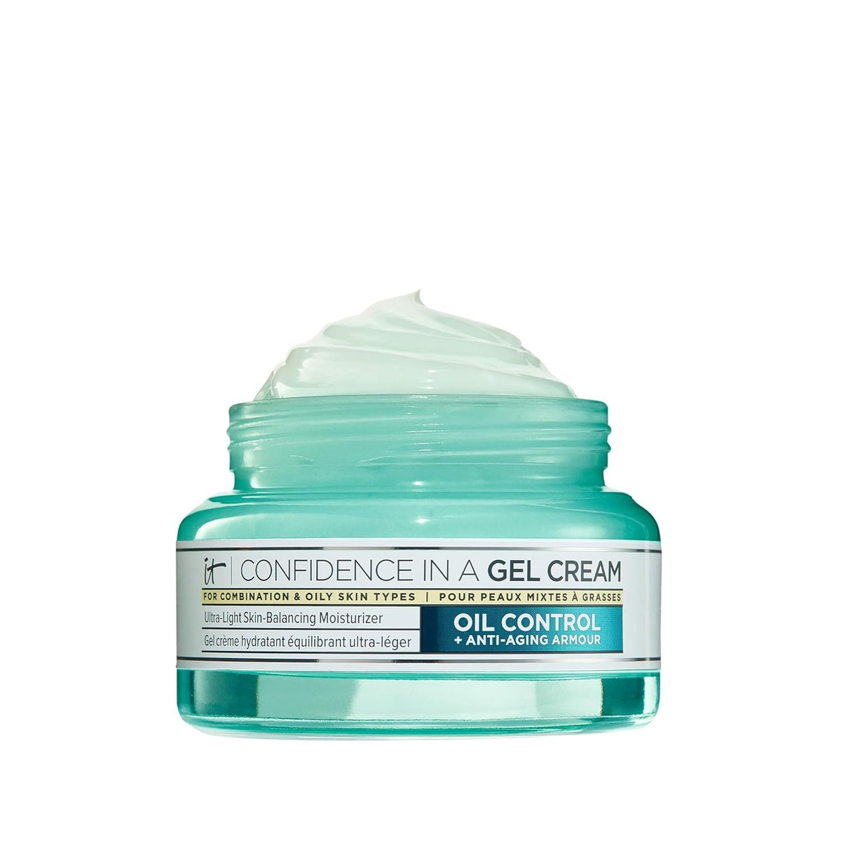 IT Cosmetics crema gel control de aceite, textura gel-crema refrescante para piel grasa.