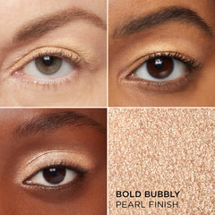 Echantillon swatch teinte Bold Bubbly sur peau montre couleur satinée et polyvalente.