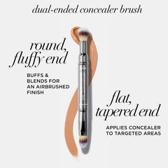 IT Cosmetics Heavenly Luxe Dual Airbrush Concealer Brush #2, extremo plano para cobertura amplia y uniforme.