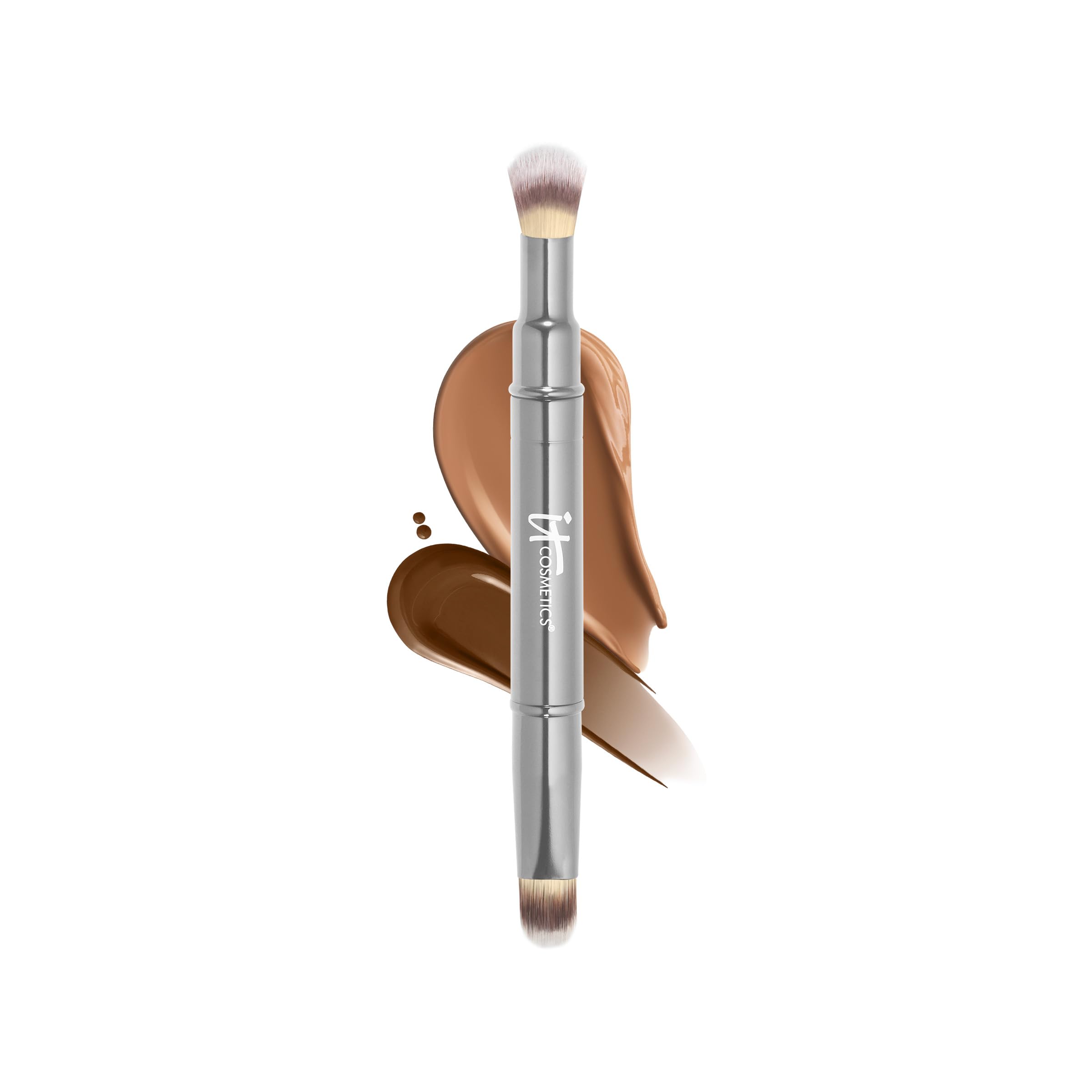 IT Cosmetics Heavenly Luxe Dual Airbrush Concealer Brush #2, aplicación precisa y difuminado suave de concealer líquido.