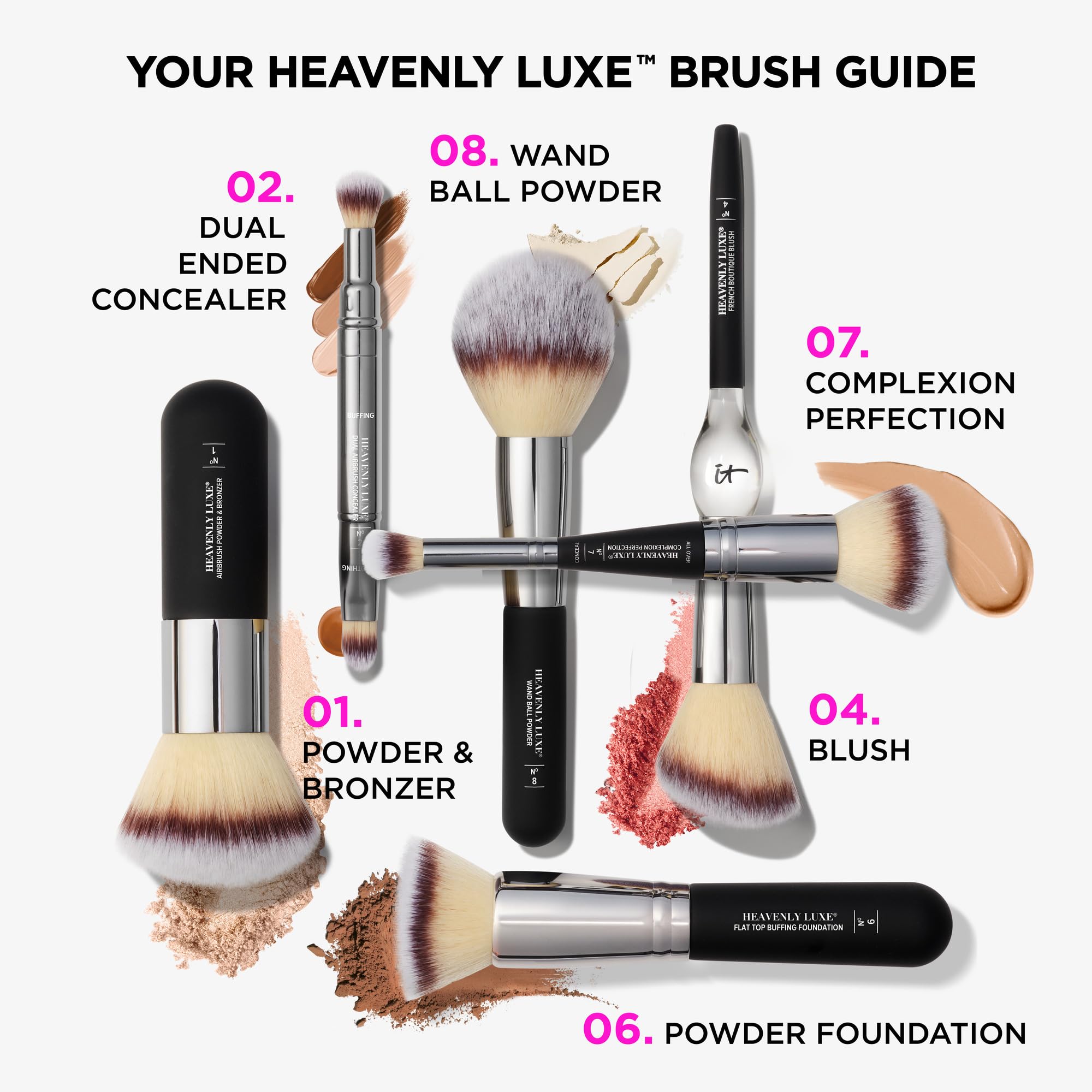 IT Cosmetics Heavenly Luxe Dual Airbrush Concealer Brush #2, se limpia fácilmente para una aplicación higiénica.