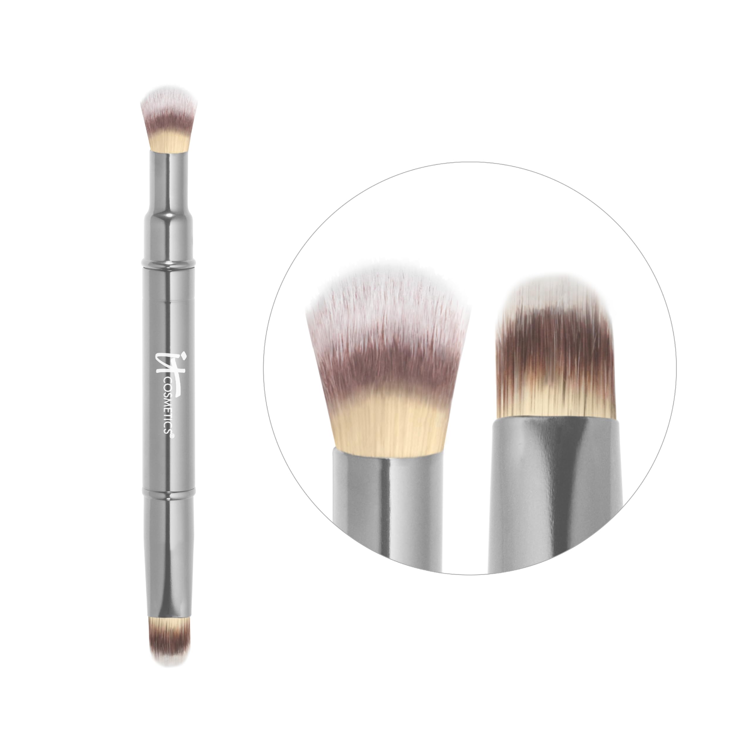 IT Cosmetics Heavenly Luxe Dual Airbrush Concealer Brush #2, diseño fácil de limpiar para mantenimiento sencillo.