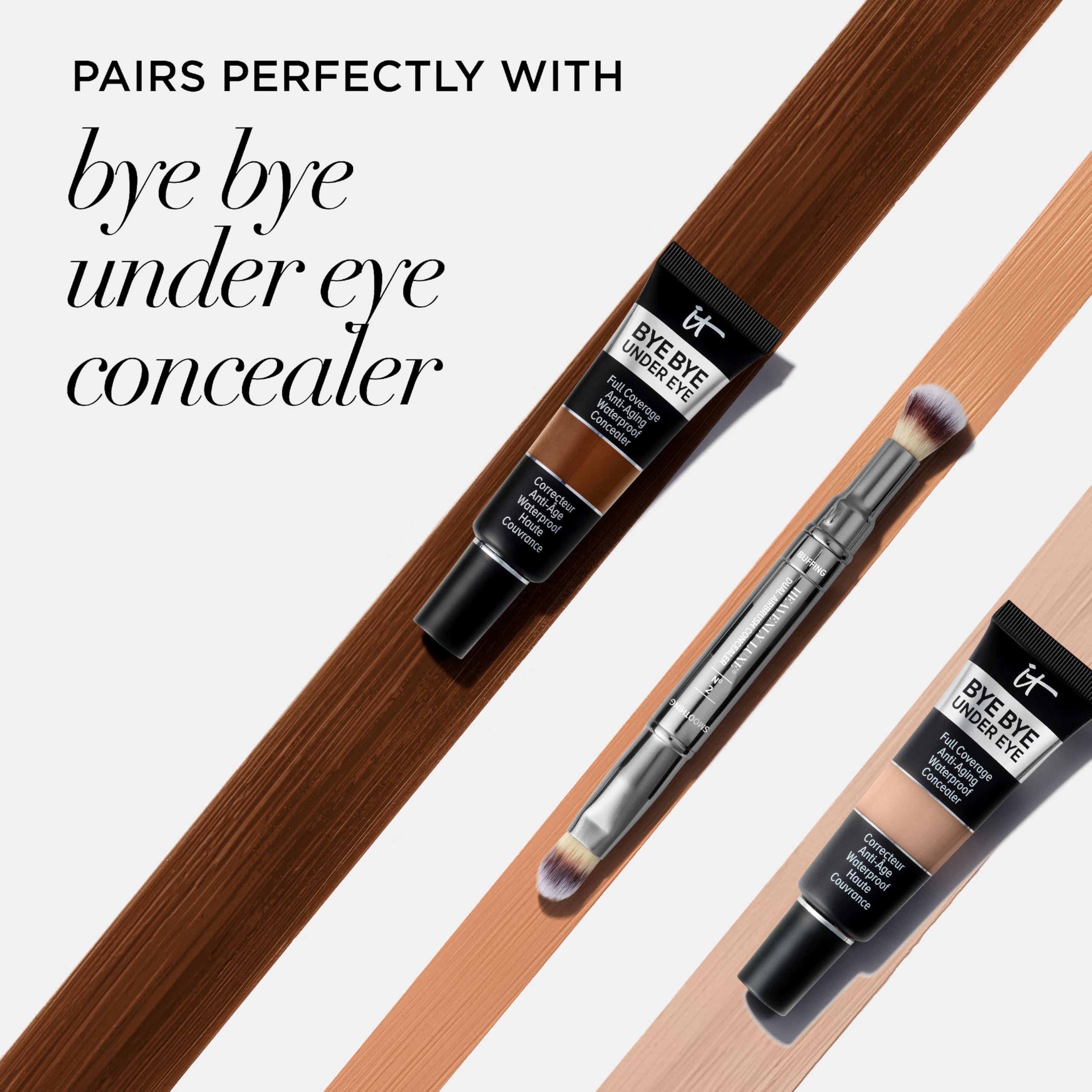 IT Cosmetics Heavenly Luxe Dual Airbrush Concealer Brush #2, perfecto para piel sensible gracias a su pelo suave.