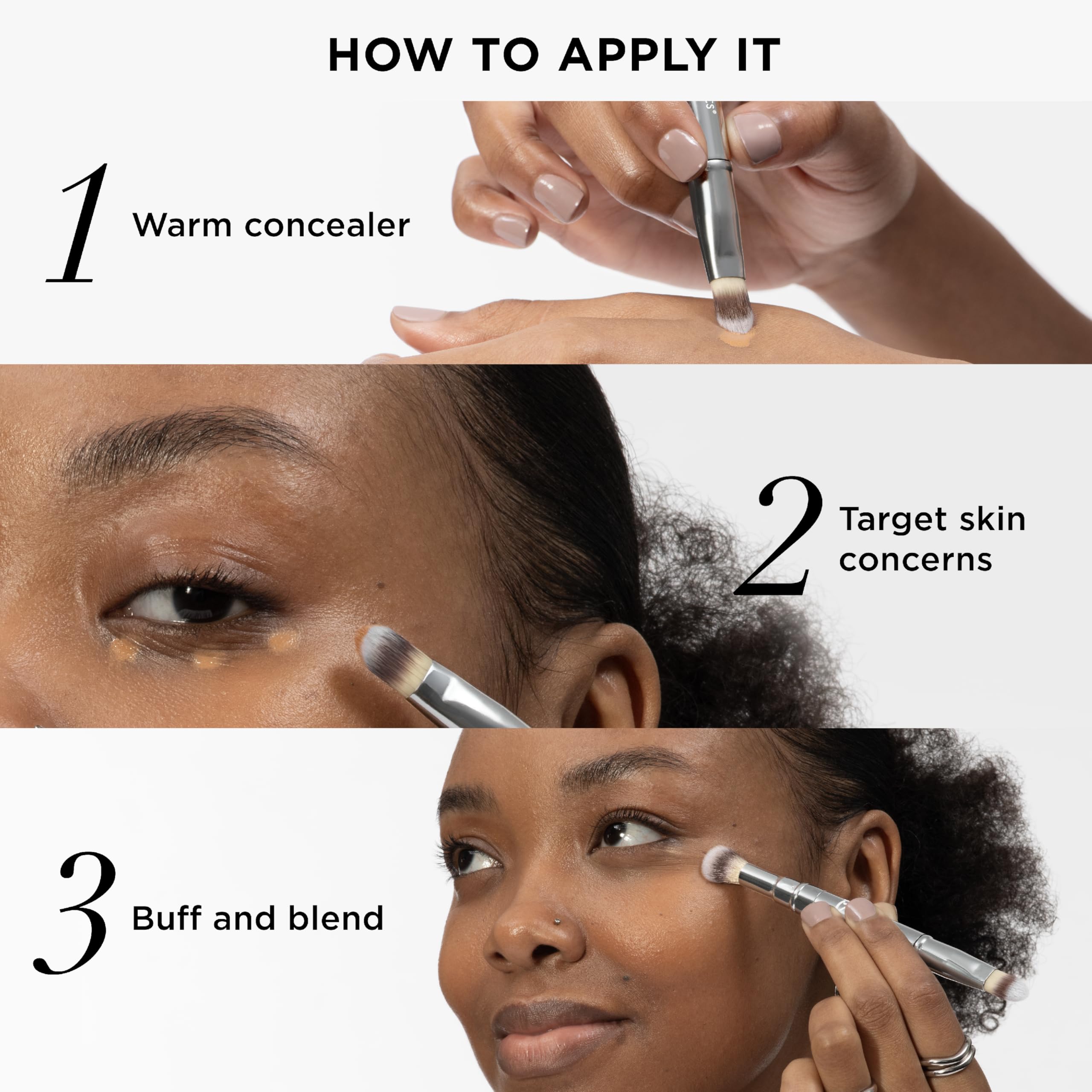IT Cosmetics Heavenly Luxe Dual Airbrush Concealer Brush #2, mango ligero para uso cómodo todo el día.