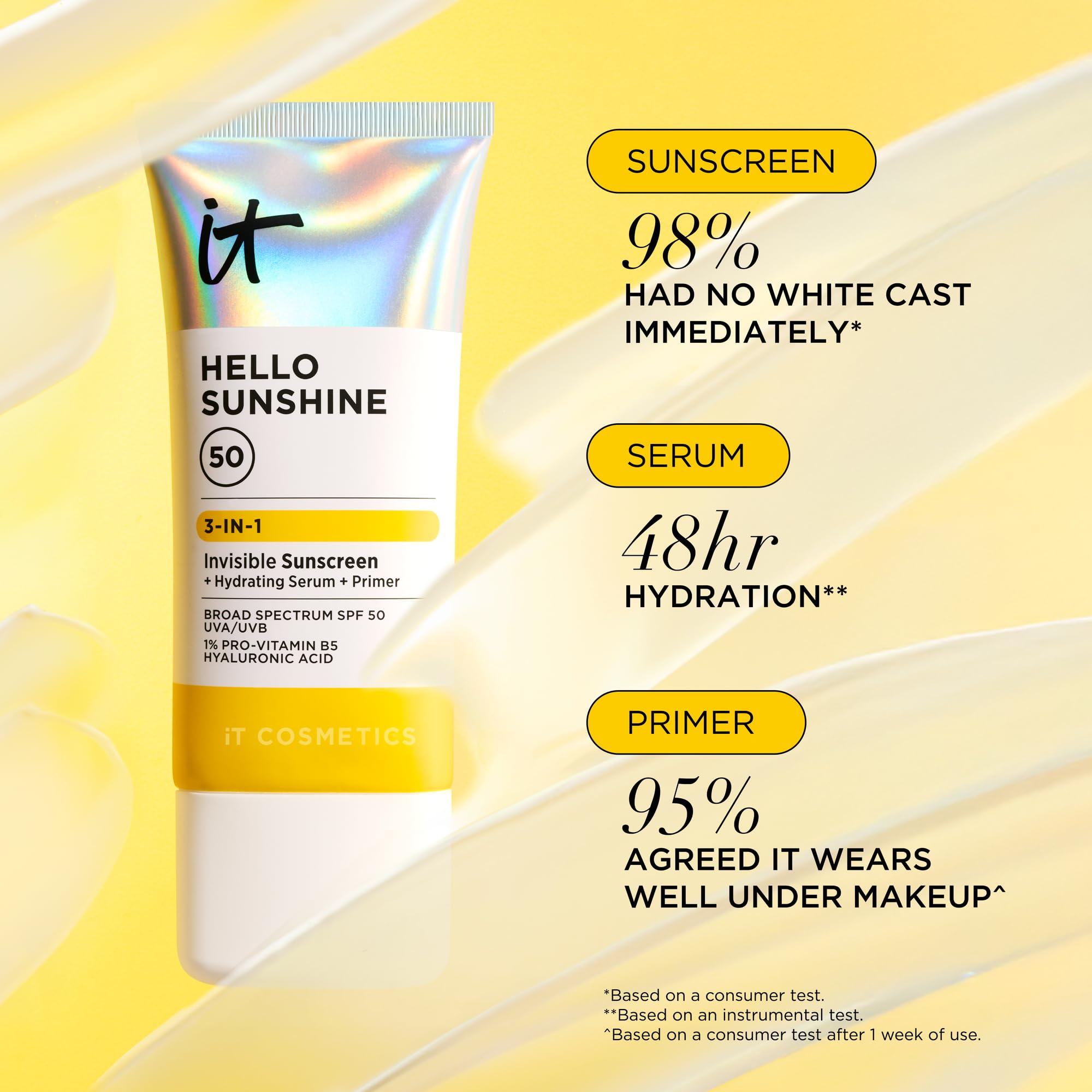 Hello Sunshine funciona como primer de maquillaje para un acabado uniforme.