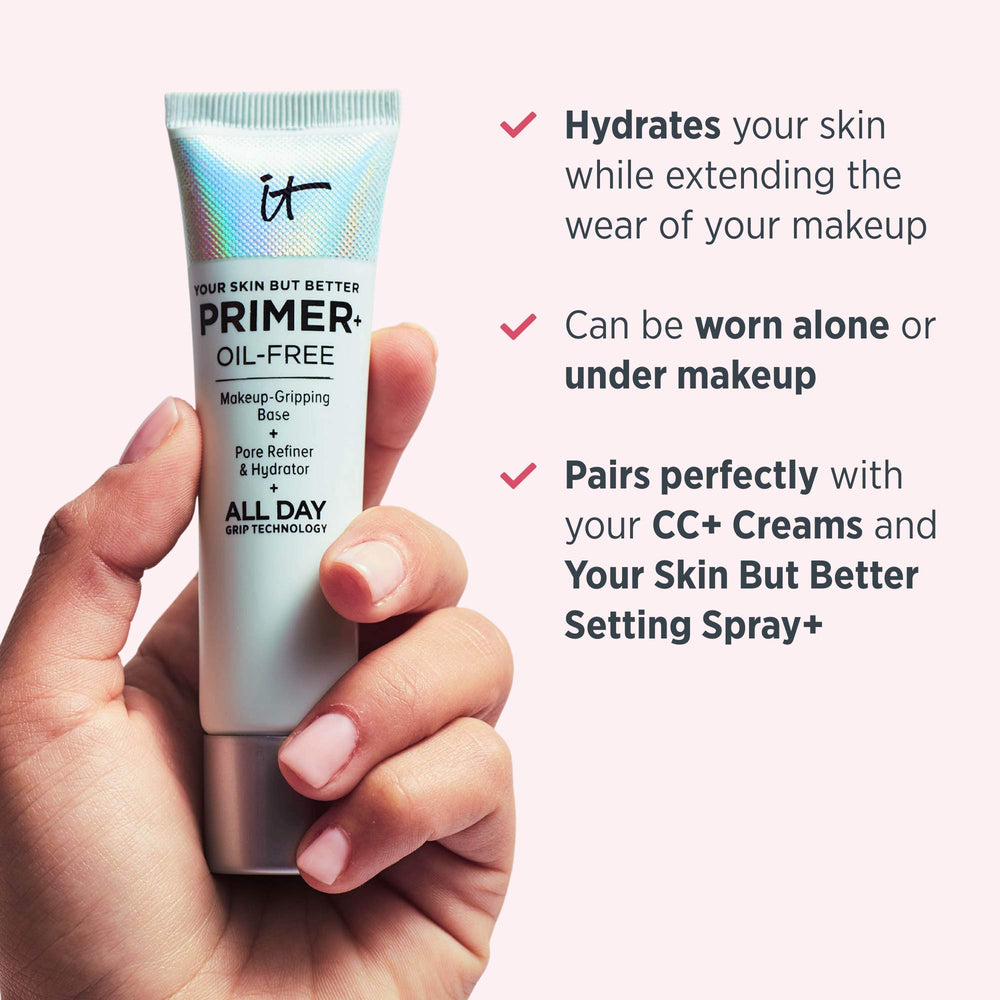 IT Cosmetics Your Skin But Better Primer+ aplicación suave como base para maquillaje duradero