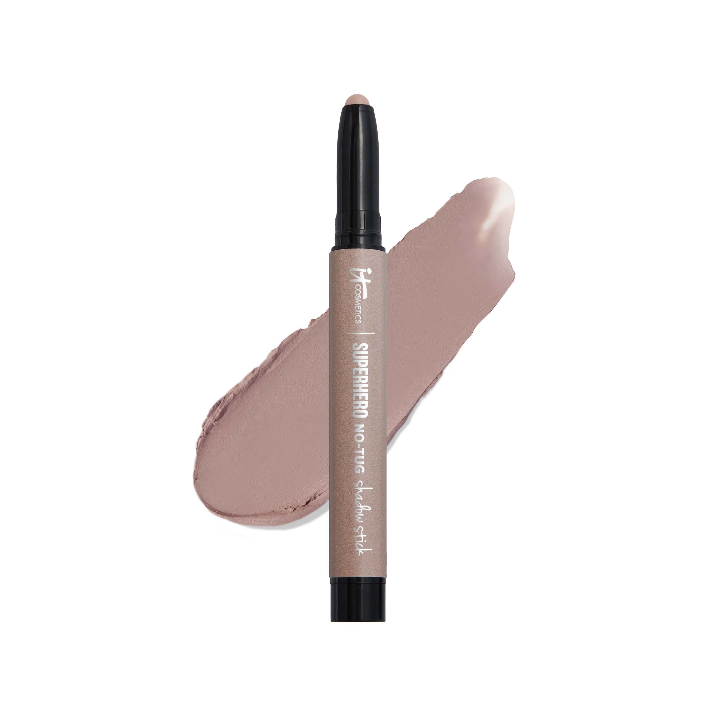 IT Cosmetics stick sombra crema taupe, color duradero para párpados sensibles.