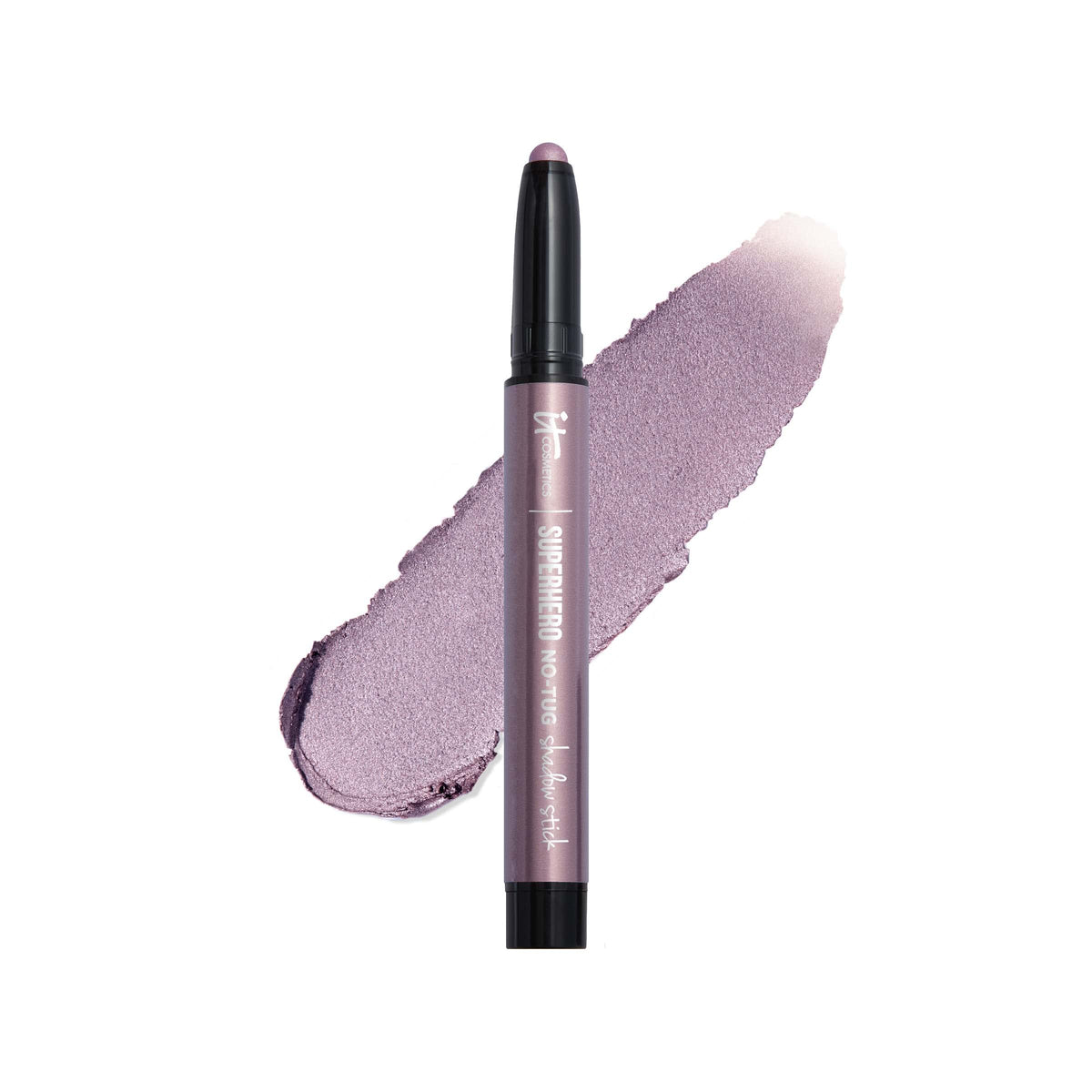 IT Cosmetics Superhero No-Tug Epic Amethyst con acabado perlado lavanda para uso diario.