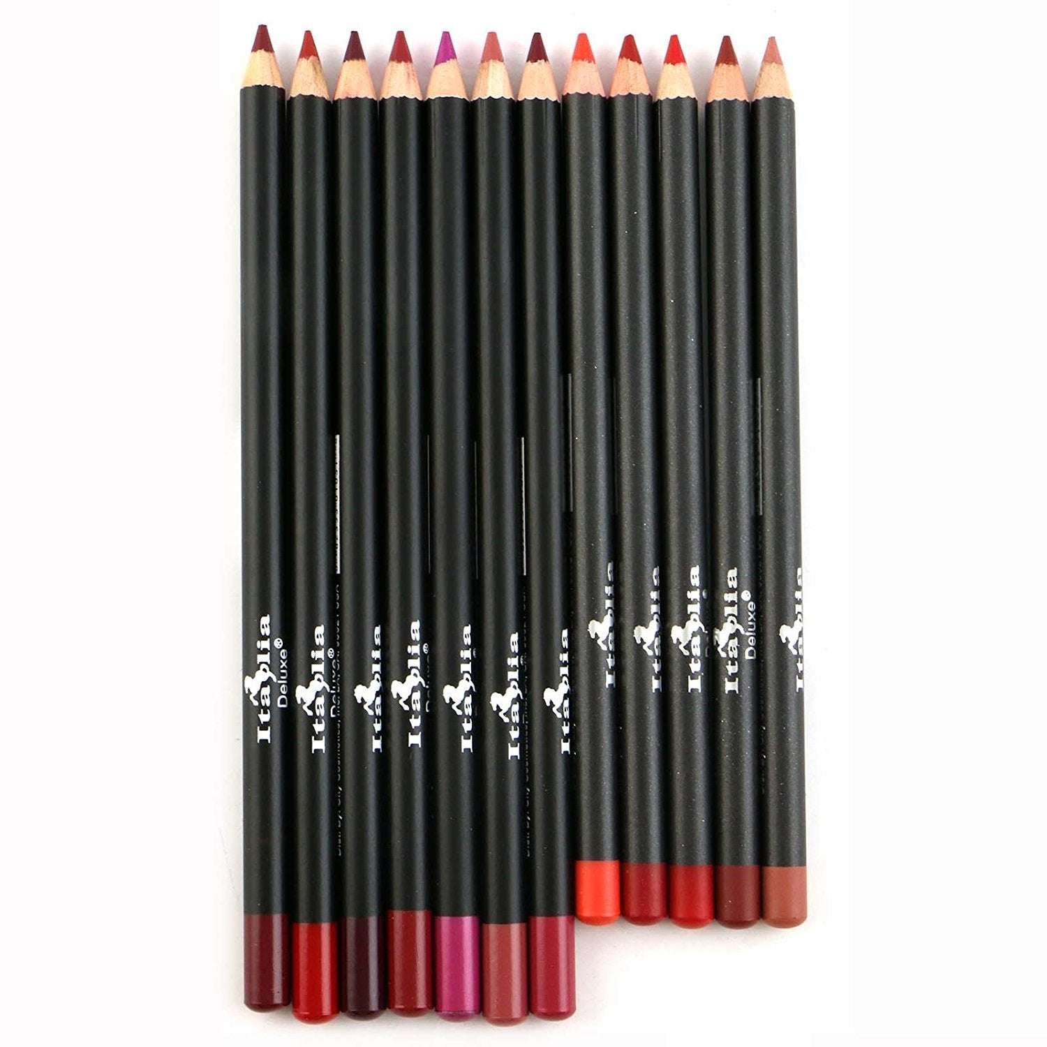 Italia Deluxe lapiz delineador ultra fino set 12 colores, precisión para delinear los labios.
