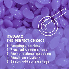 Italwax Orchid wax adheres to short and coarse hair for clean removals.