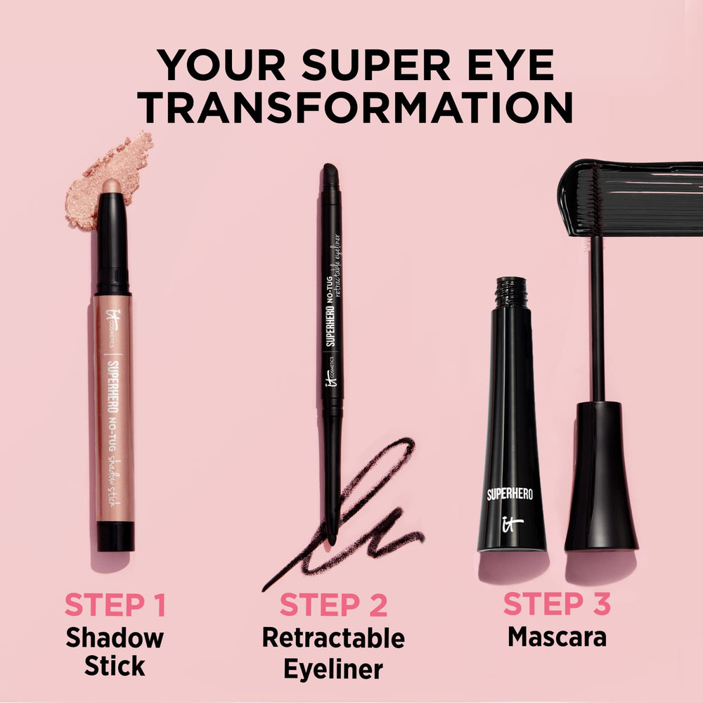 IT Cosmetics Superhero delineador retrátil marrón, difumina para un acabado natural con facilidad.