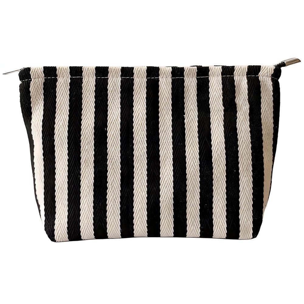 Itgowisa bolso maquillaje rayas: diseño a rayas para uso diario y viaje.