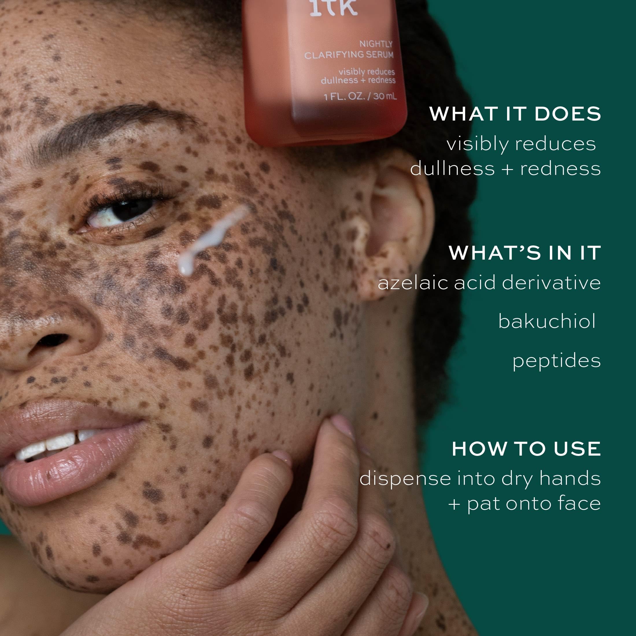 ITK Skincare Sérum Noche: dispensador fácil para rutina nocturna.