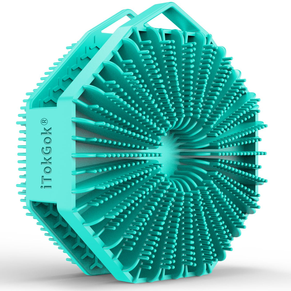 iTokGoK cepillo corporal doble cara para exfoliar y limpiar de forma suave y eficiente.