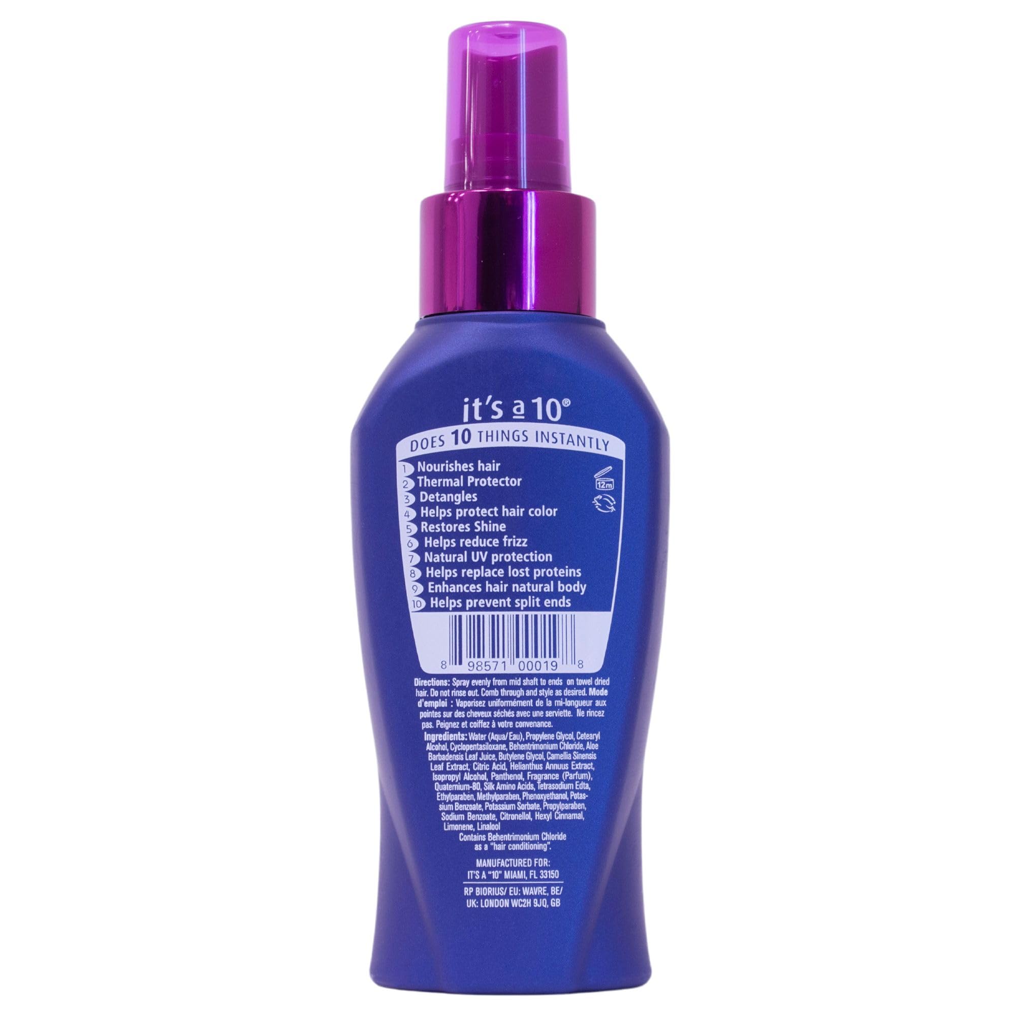 It's a 10 Haircare Aplicación sin enjuague en la palma para peinado rápido.