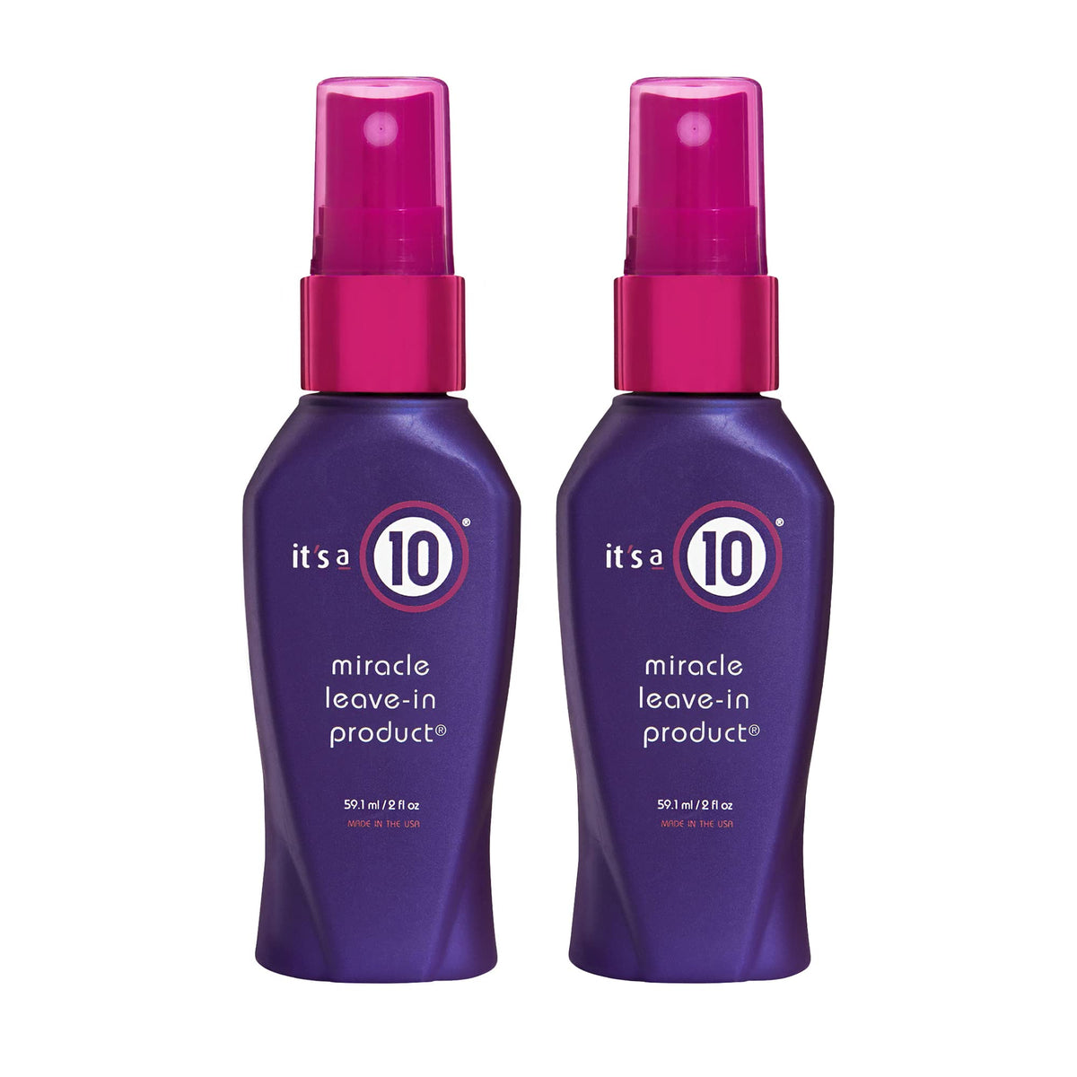 It's a 10 Haircare Miracle Leave-In, botella de 2 oz para cuidado diario.