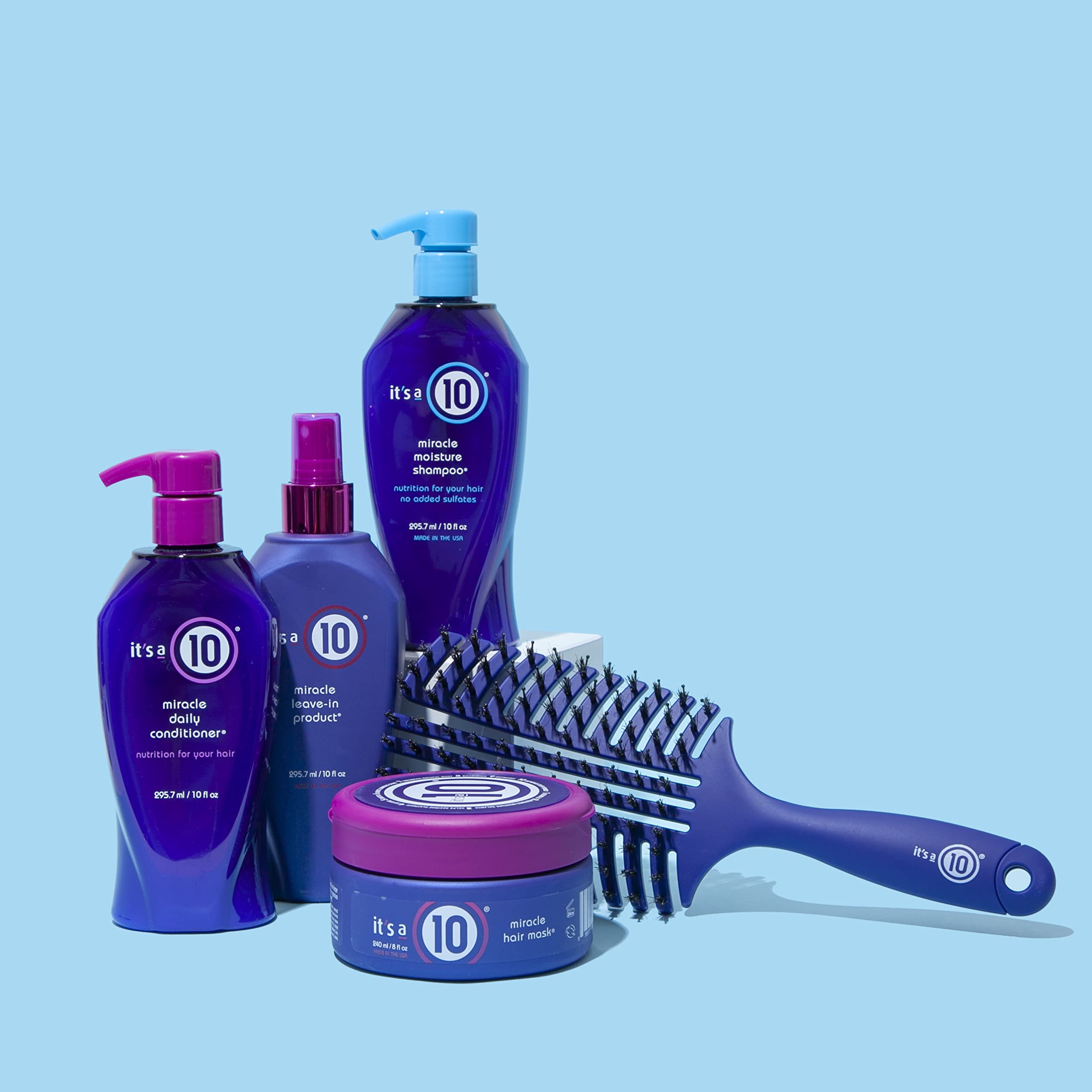 Étiquette UV et protection capillaire pour It's a 10 Haircare Miracle Moisture.