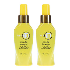 Its A 10 Blonde Leave-In, botella 4 oz, para brillo suave y control de tonos amarillentos.