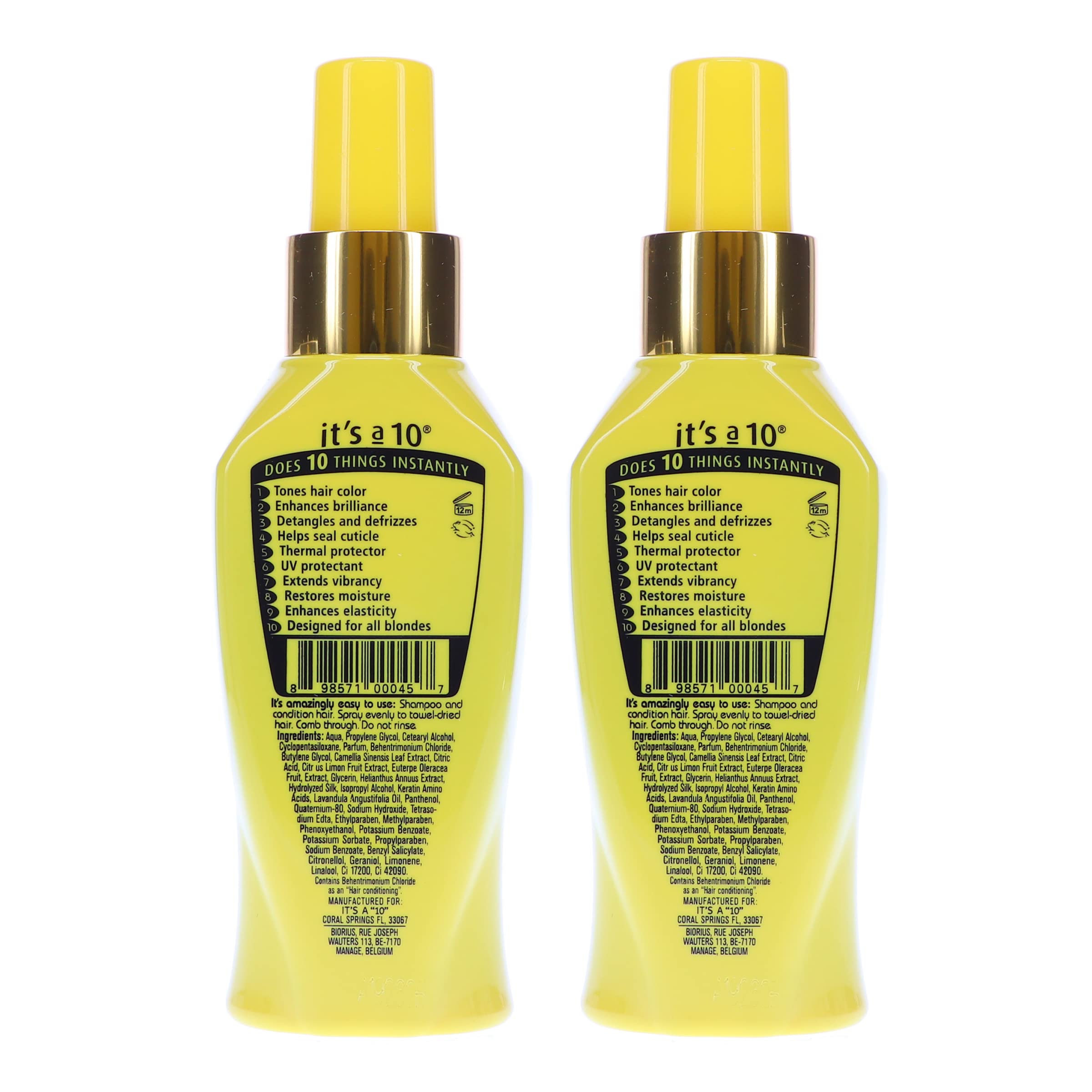 Its A 10 Blonde Leave-In, textura cremosa que aporta humedad y suavidad al cabello rubio.