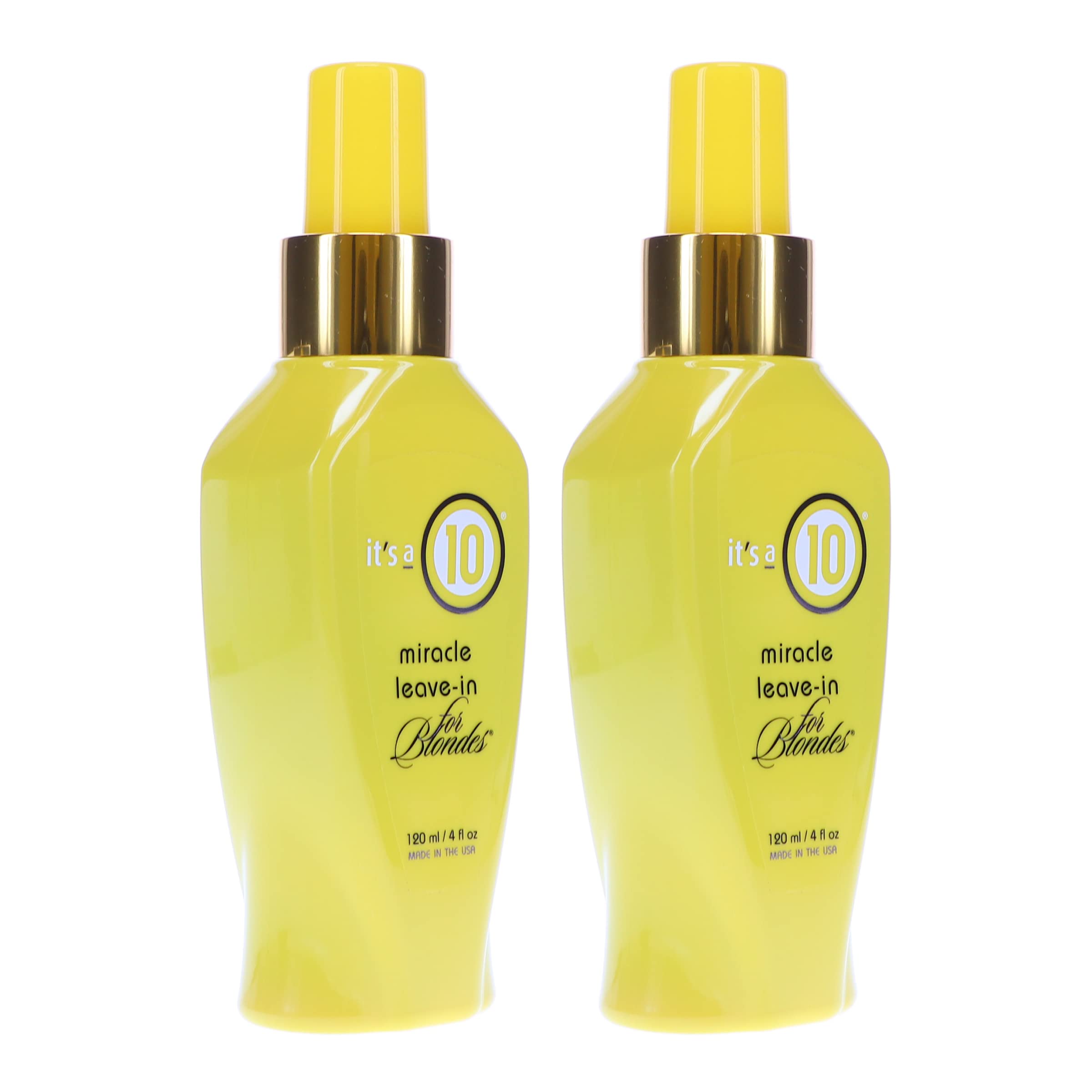 Its A 10 Blonde Leave-In muestra etiqueta clara y color morado para rubios brillantes.