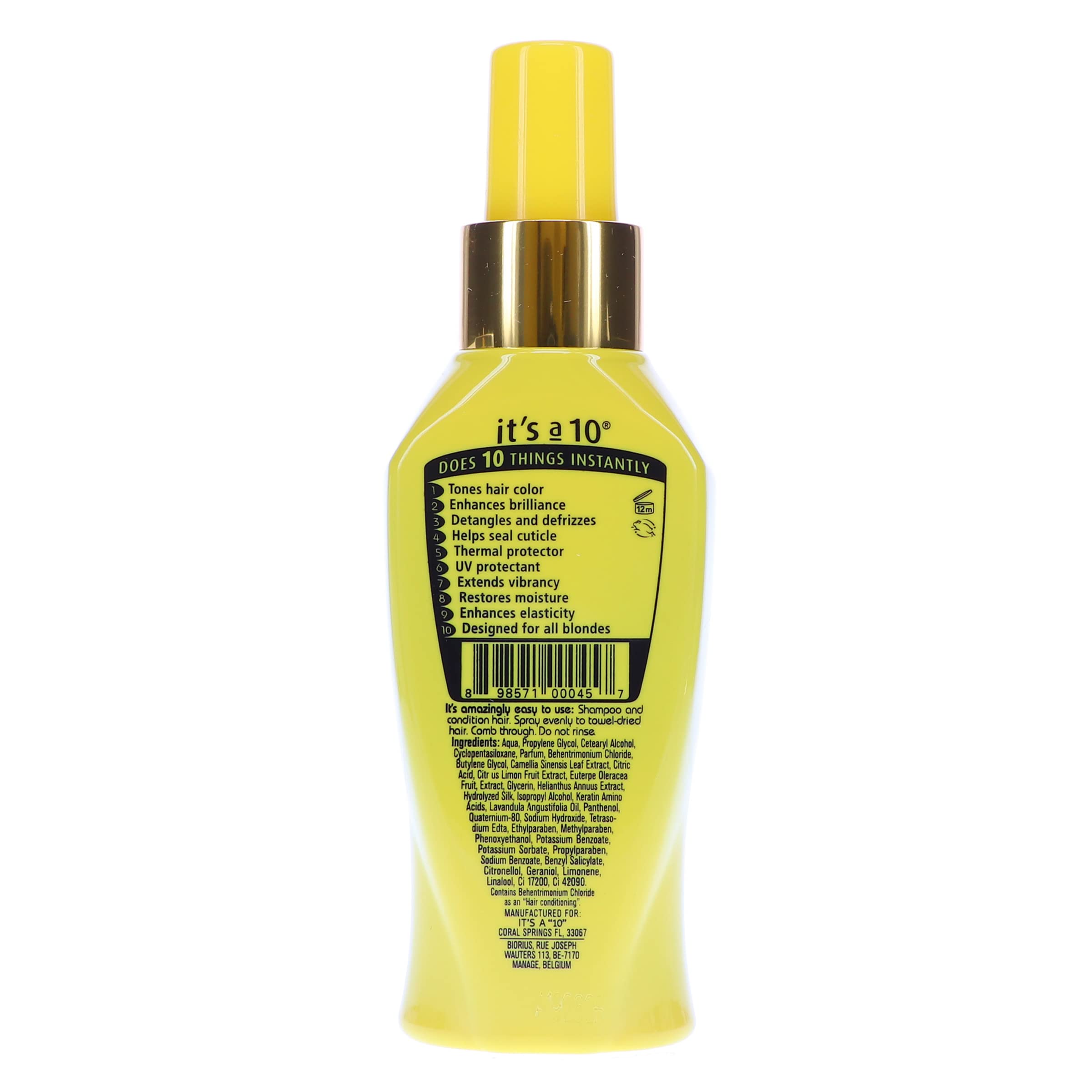 Its A 10 Blonde Leave-In para mechas, puede usarse en áreas rubias para uniformidad.