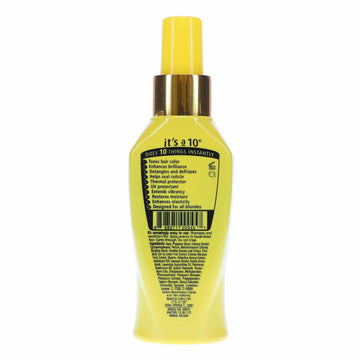 Its a 10 Haircare Blonde Miracle Leave-In, atomizador para rociar y suavizar el cabello.