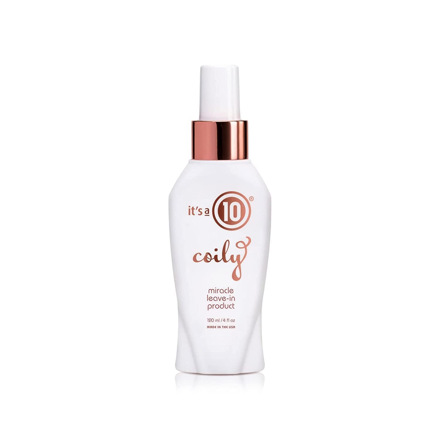 Its a 10 Haircare Coily Miracle Leave-In en botella, brillo y manejo para rizos.