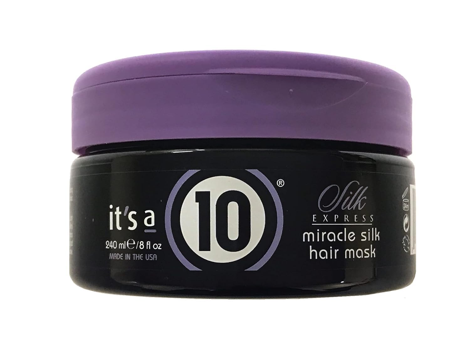 Masque It's a 10 Haircare Soie Express Miracle Silk sur la bouteille, douceur et revitalisation potentielles.