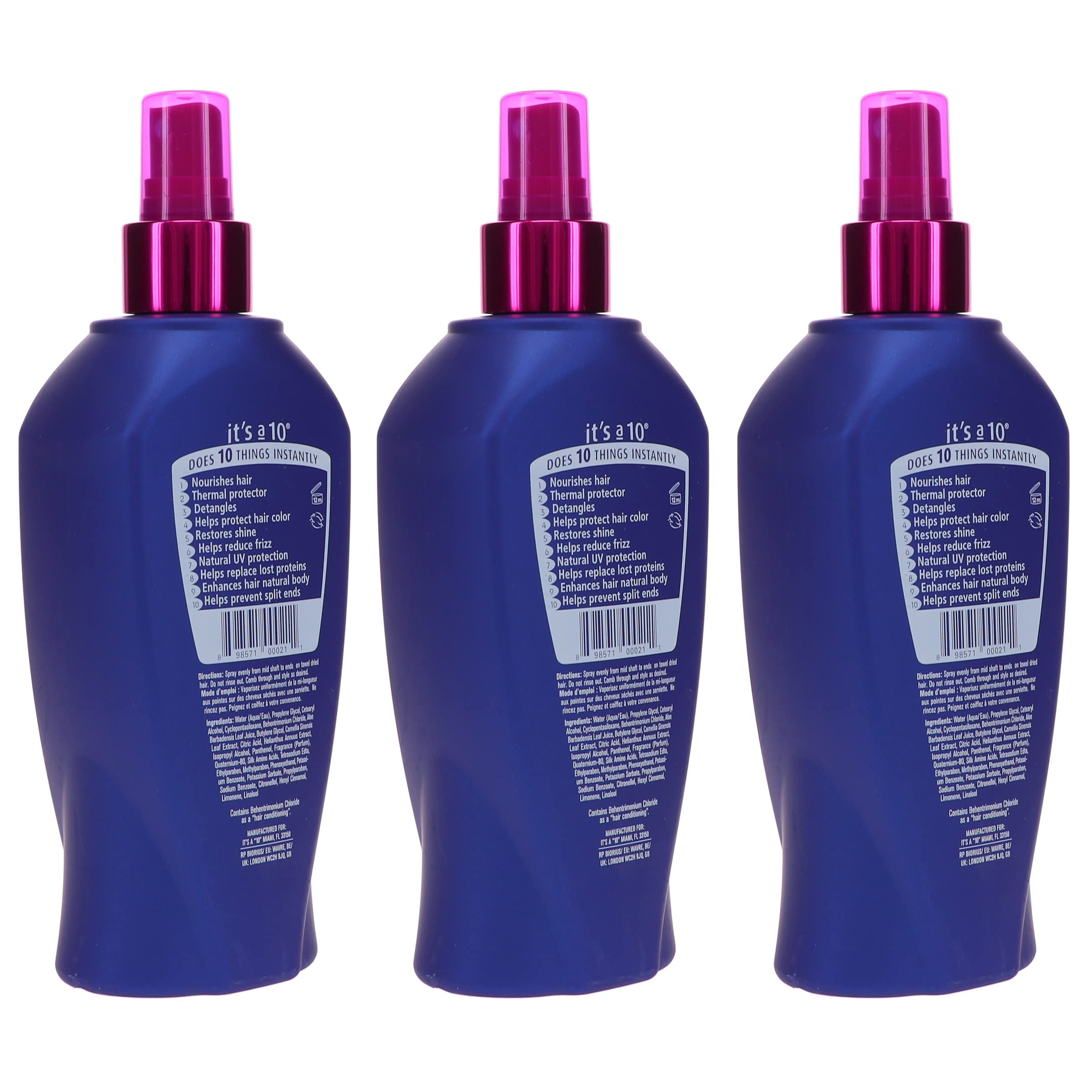 Its a 10 Haircare Miracle Leave-In, aplicación diaria para cabello nutrido y manejable.