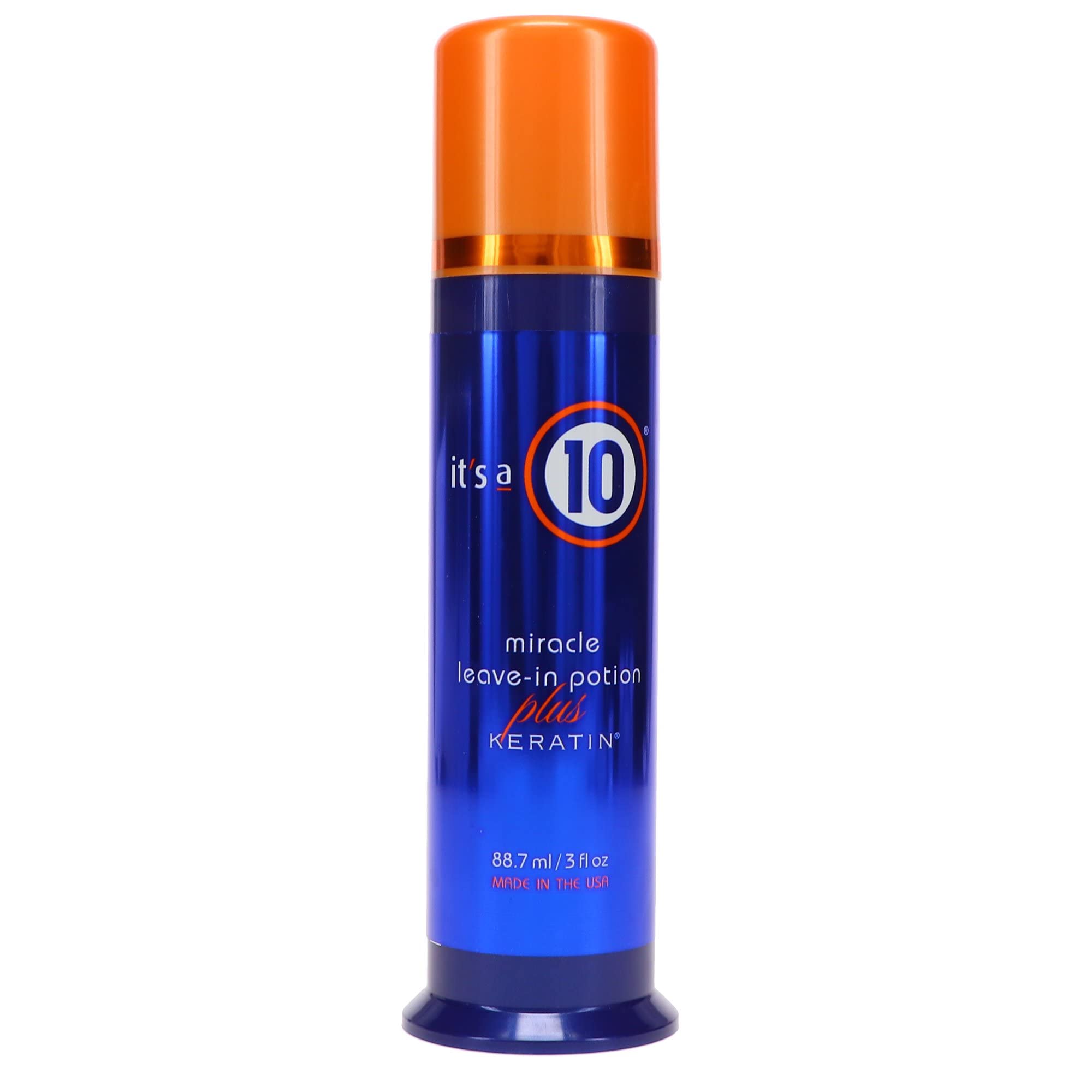 It's a 10 Haircare Milagro Poción Sin Enjuague con Keratina, frasco de 3 oz para brillo y suavidad.