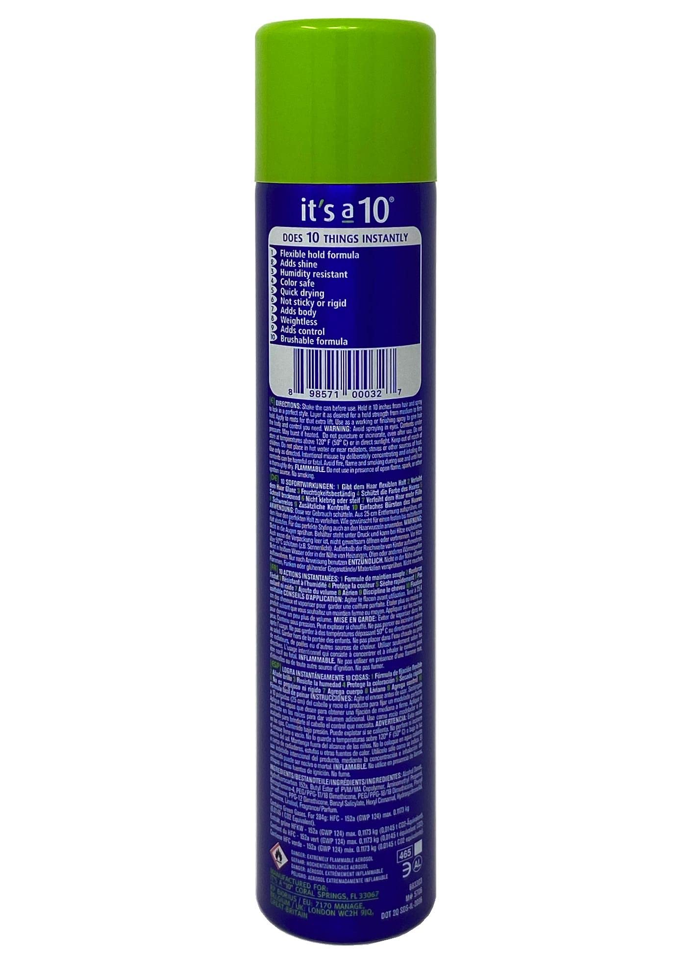 Aplicación rápida de Miracle Finishing Spray de It's a 10 Haircare para fijar peinado sin esfuerzo.