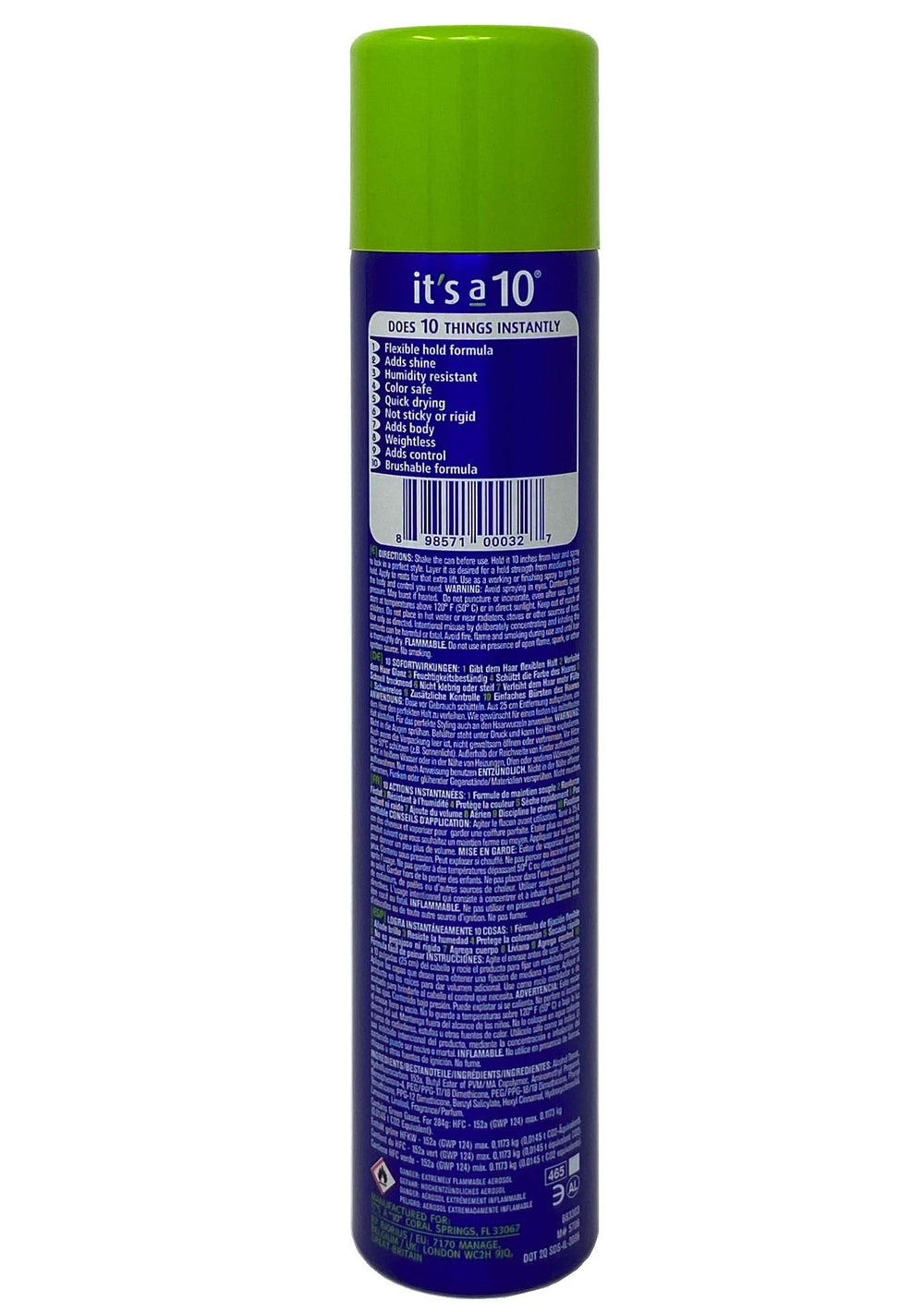 Aplicación rápida de Miracle Finishing Spray de It's a 10 Haircare para fijar peinado sin esfuerzo.