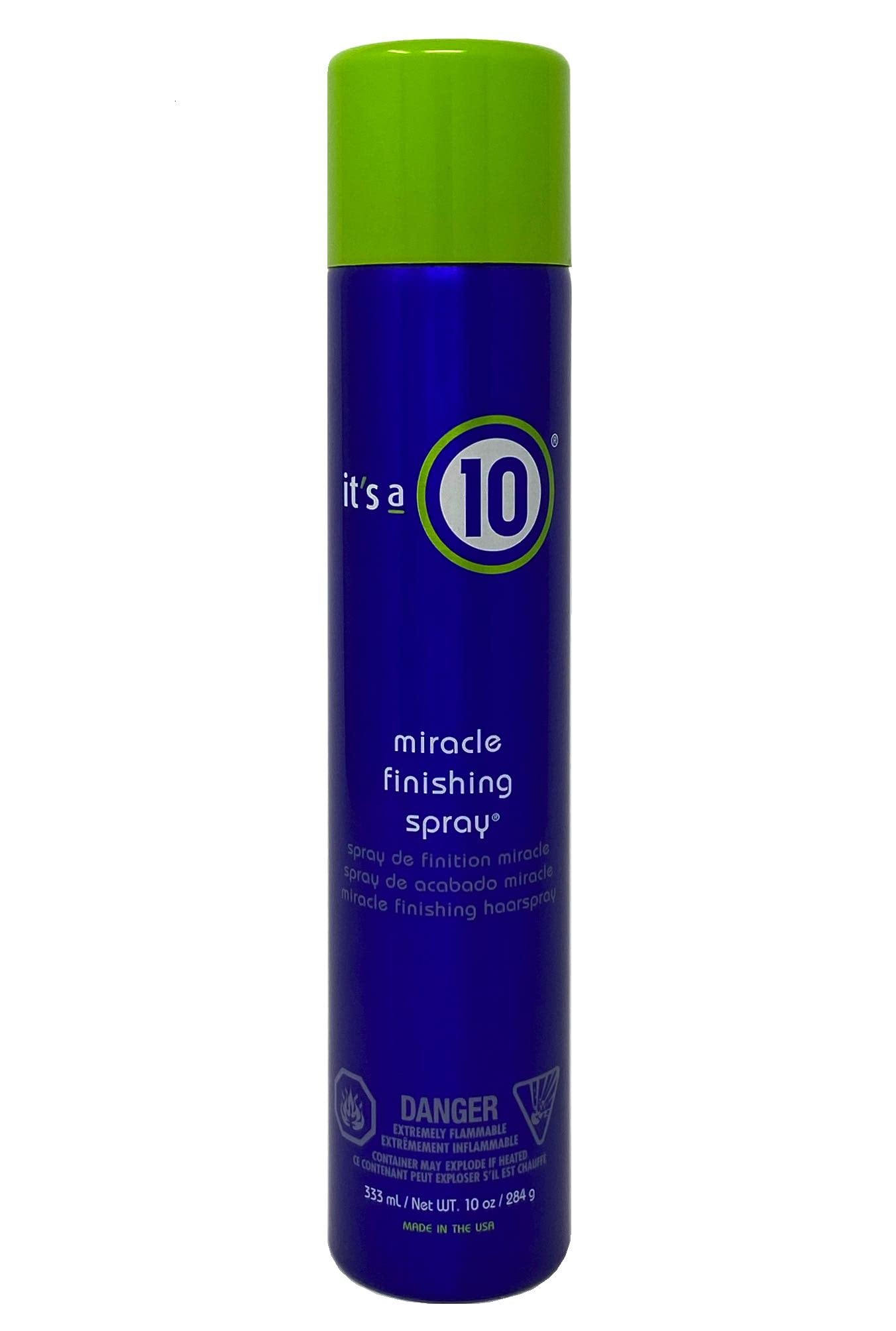Miracle Finishing Spray de It's a 10 Haircare, botella para acabado pulido y brillo duradero.