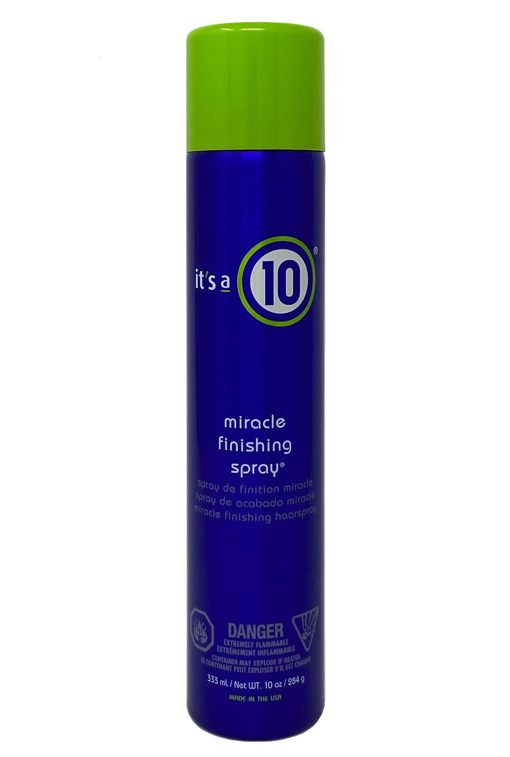 Miracle Finishing Spray de It's a 10 Haircare, botella para acabado pulido y brillo duradero.