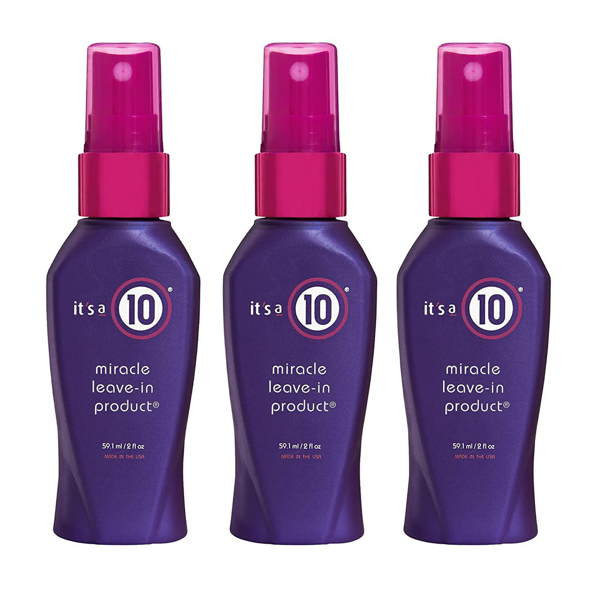 Miracle Leave-In de It's a 10 Haircare, bote de 2 oz, paquete de 3, suaviza y aporta brillo.