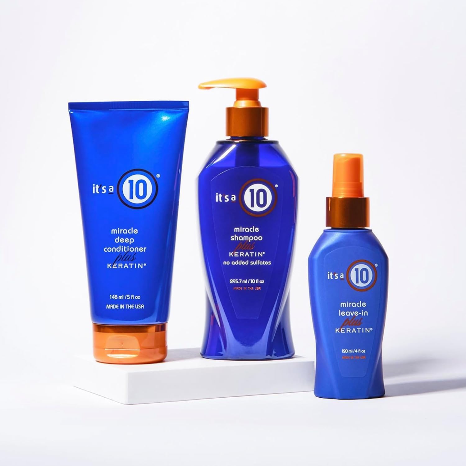 It's a 10 Haircare Miracle Leave-In Keratin, pack de 2 frascos para uso prolongado.