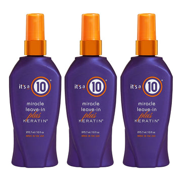 Botella de It's a 10 Haircare Miracle Leave-In con Keratina, lista para desenredar.