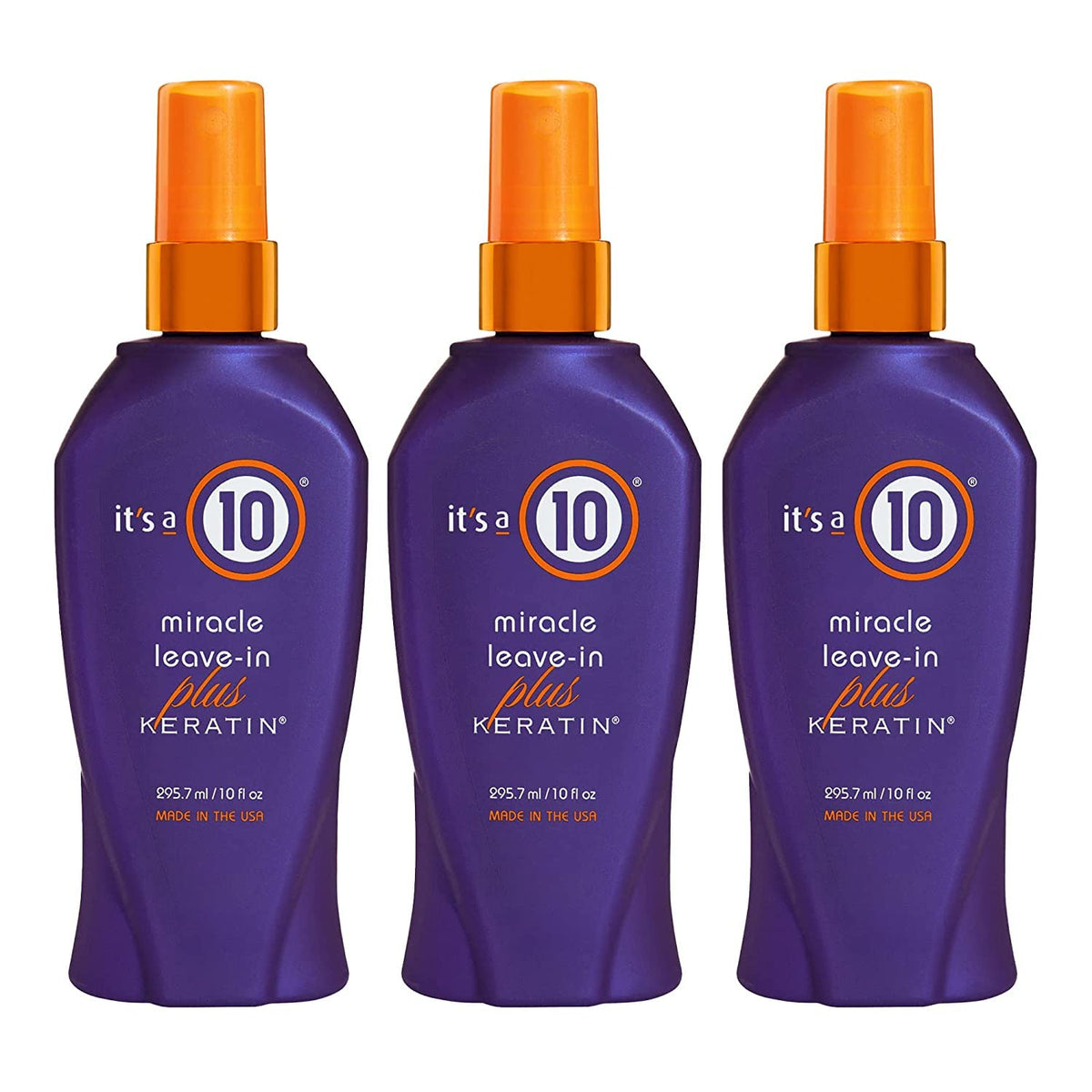 Botella de It's a 10 Haircare Miracle Leave-In con Keratina, lista para desenredar.