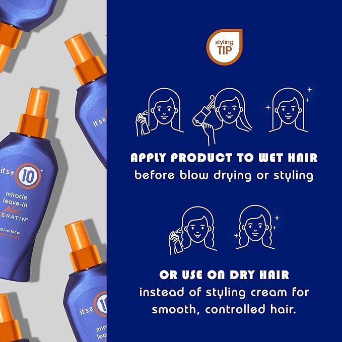 Its A 10 Miracle Leave-In Keratina, textura sedosa para cabello manejable.