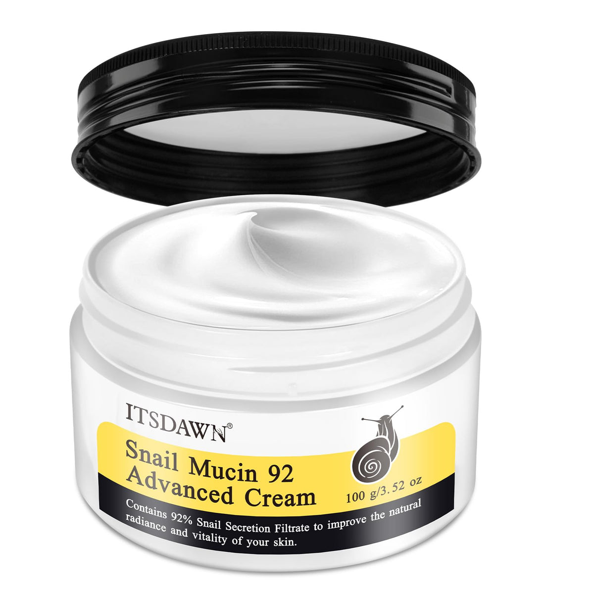 Itsdawn crema reparadora mucina de caracol 92 en botella, hidratación profunda para piel seca.