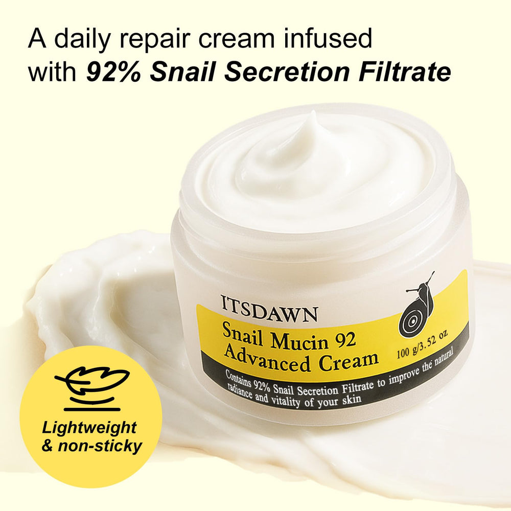 Itsdawn crema mucina 92 textura suave, se absorbe rápidamente para un brillo natural.