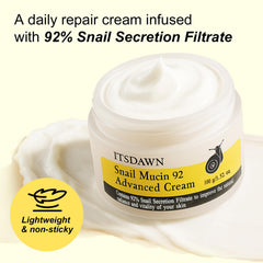 Itsdawn crema mucina 92 textura suave, se absorbe rápidamente para un brillo natural.