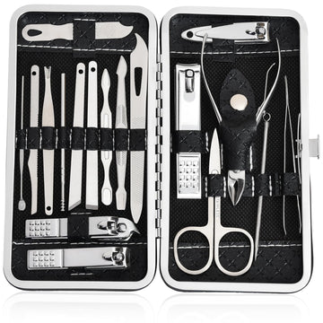 IUFQOZG kit de manicura 19 en 1 en funda de viaje, cómodo para viajes.