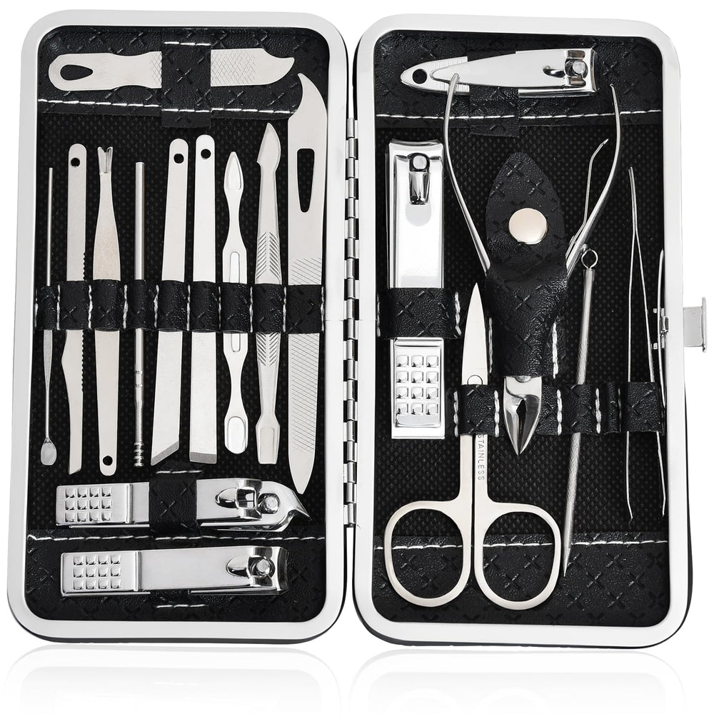 IUFQOZG kit de manicura 19 en 1 en funda de viaje, cómodo para viajes.