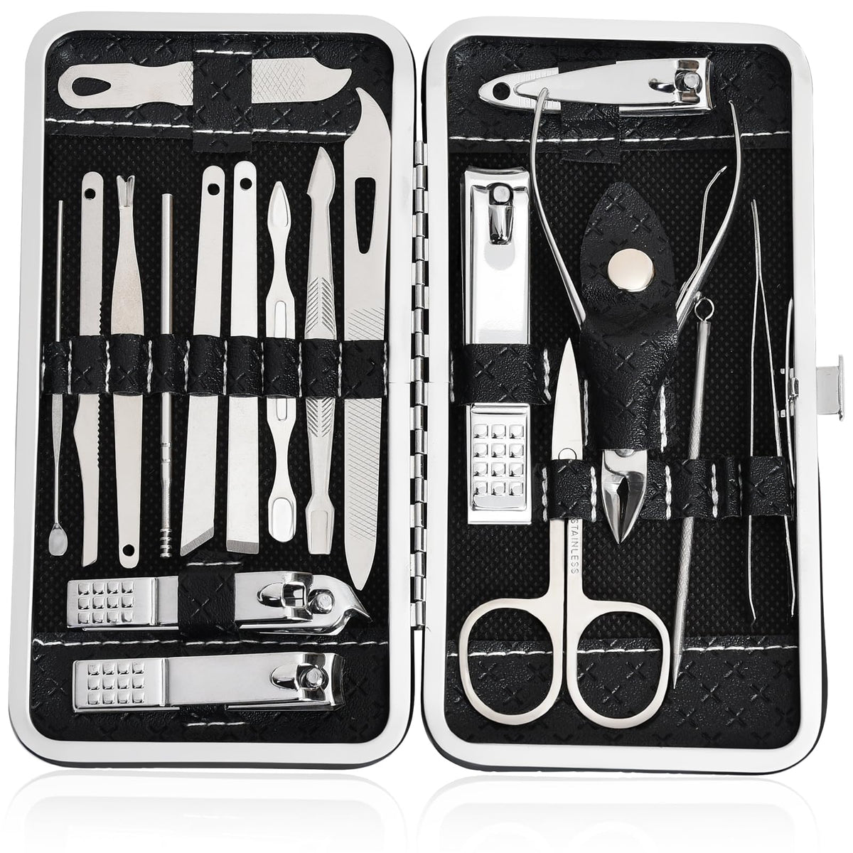 IUFQOZG kit de manicura 19 en 1 en funda de viaje, cómodo para viajes.