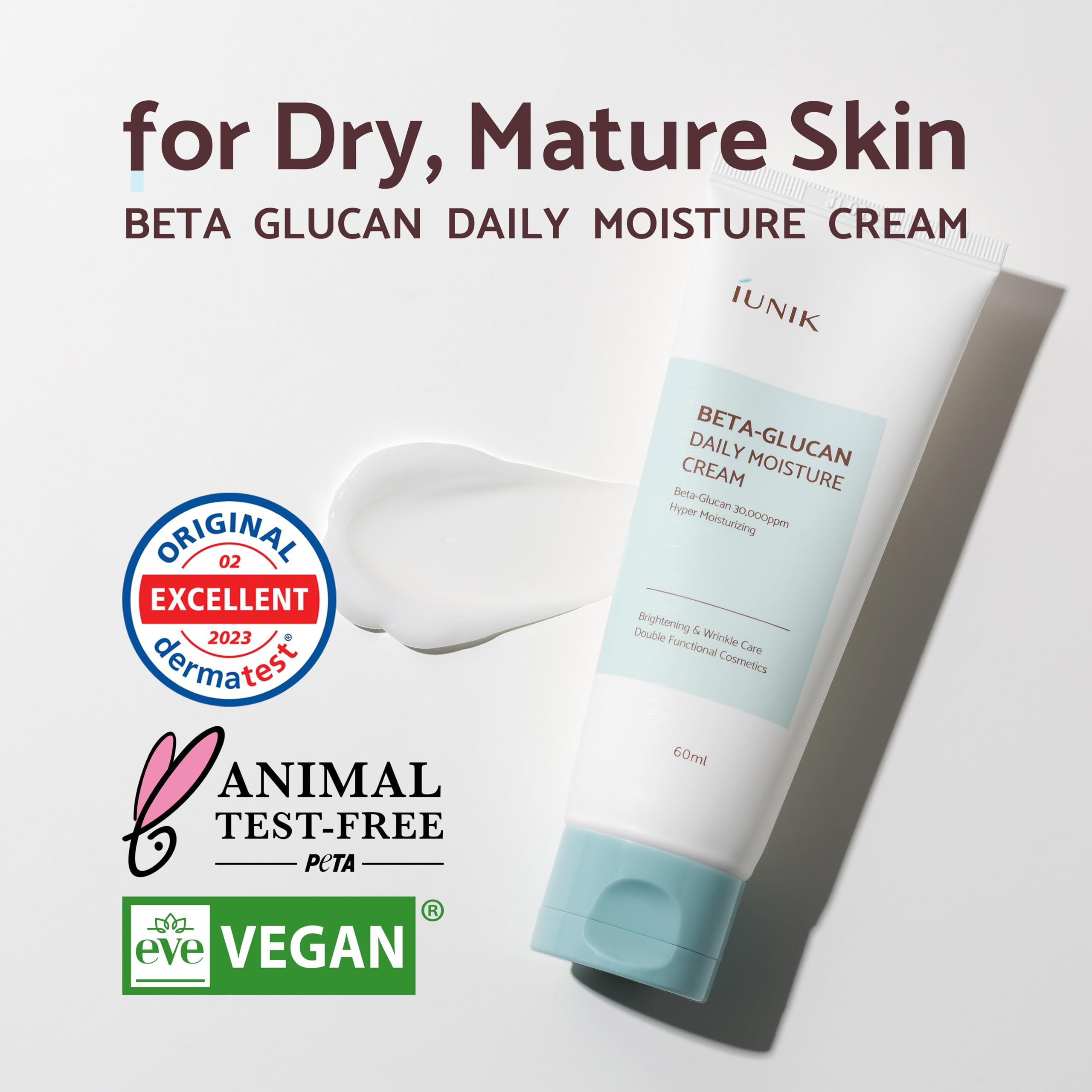 Textura ligera de IUNIK Beta-Glucan, se absorbe rápidamente.